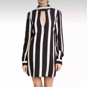 Flynn Skye Black & White Striped Cutout Dress | Size M